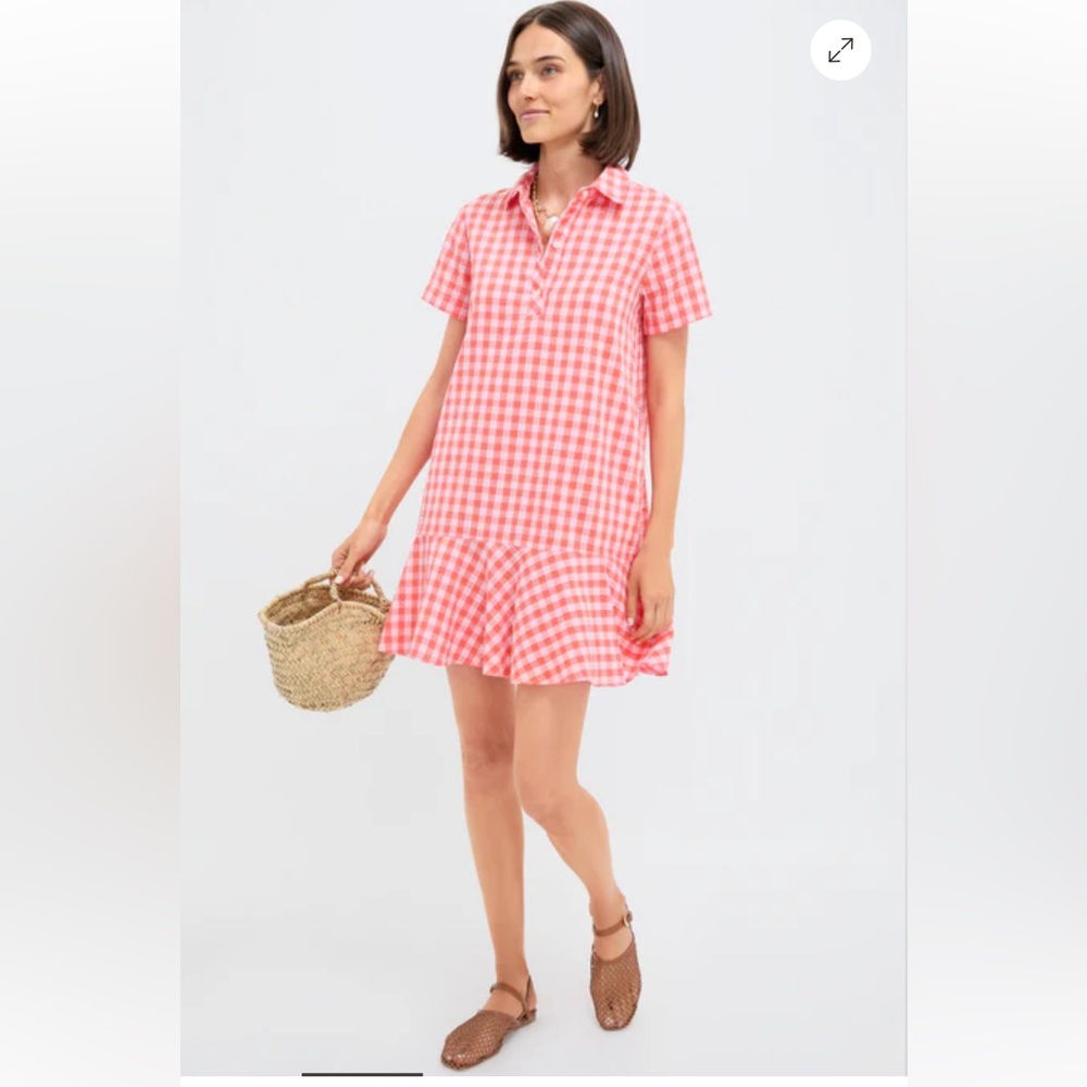 Tuckernuck Orange and Pink Seersucker May Dress - L - NWT